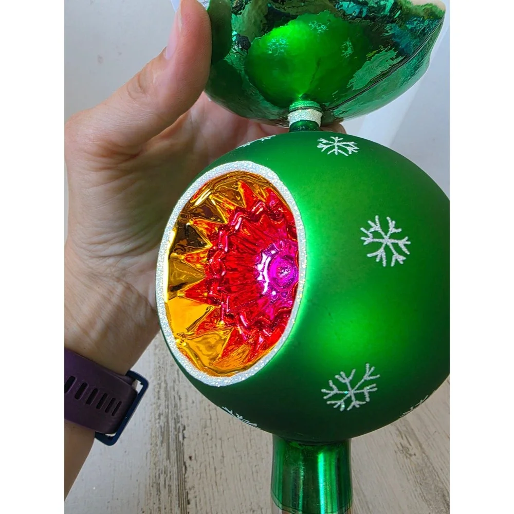 Vintage radko winter tree finial tree topper green and dent 2003 103720 rare